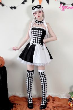 Trang Phục Cô Hề Trắng Đen Haloween