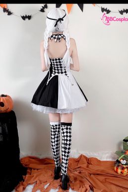 Trang Phục Cô Hề Trắng Đen Haloween