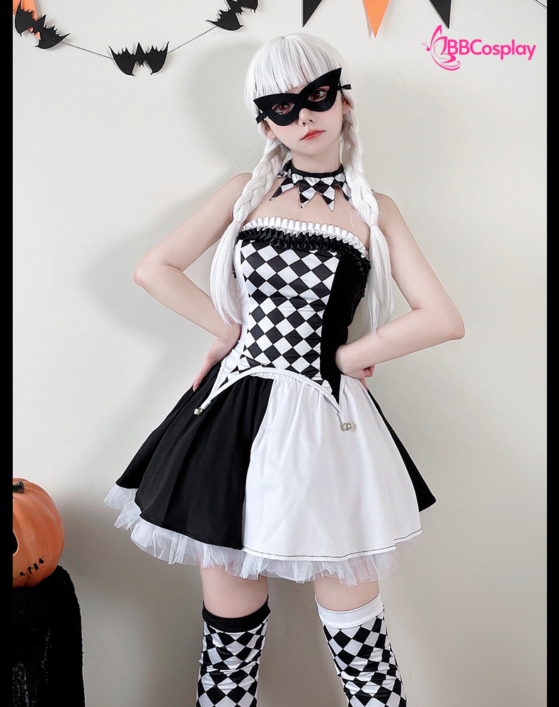 Trang Phục Cô Hề Trắng Đen Haloween