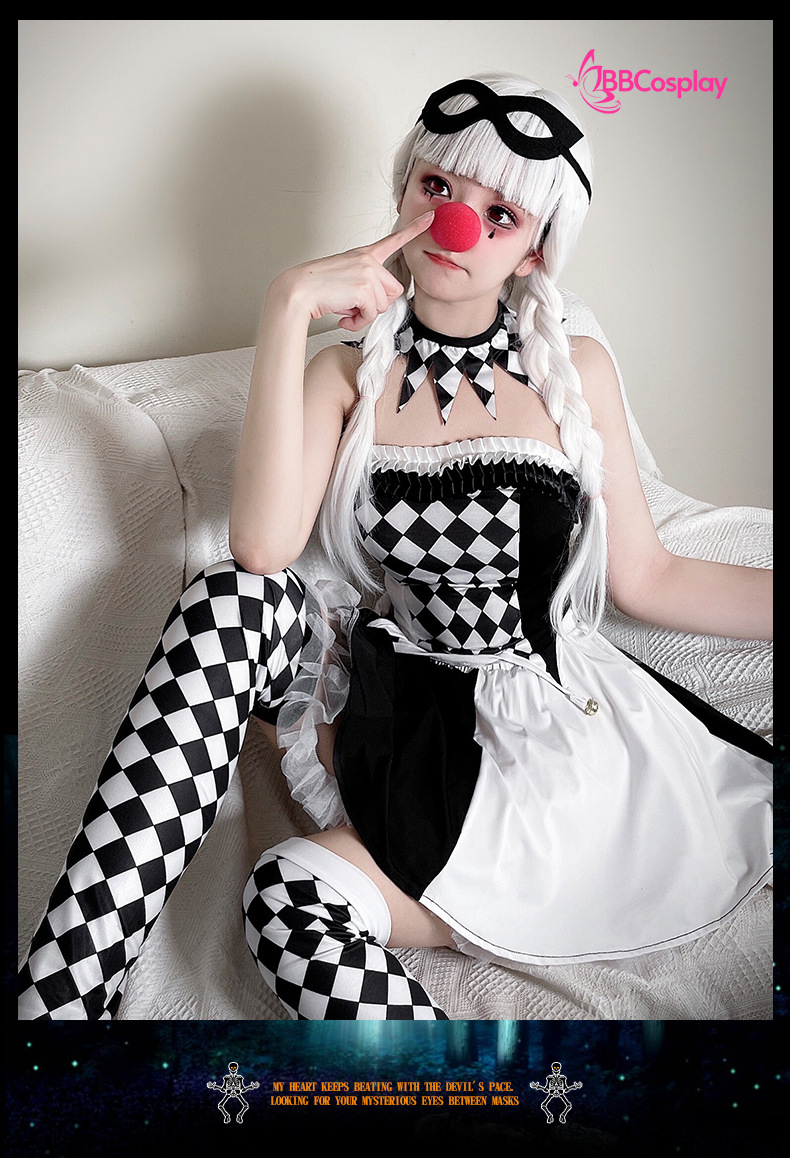 Trang Phục Cô Hề Trắng Đen Haloween