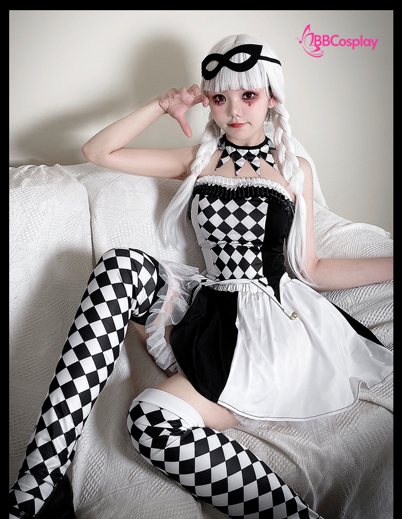 Trang Phục Cô Hề Trắng Đen Haloween