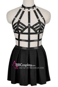 Đồ Váy Da PU Khoét Sâu Gợi Cảm Khiễu Vũ Múa Cột