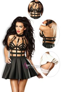 Đồ Váy Da PU Khoét Sâu Gợi Cảm Khiễu Vũ Múa Cột