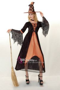 Đồ Phù Thuỷ Cổ Điển Tone Cam Đen Có Kèm Nón