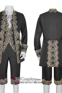 Đồ Rococo Aristocrat Thời Trung Cổ Marie - Đen Viền Vàng