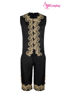 Trang Phục Rococo Aristocrat Thời Trung Cổ Marie - Đen Viền Vàng