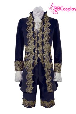 Trang Phục Rococo Aristocrat Thời Trung Cổ Marie - Đen Viền Vàng
