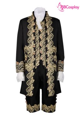 Trang Phục Rococo Aristocrat Thời Trung Cổ Marie - Đen Viền Vàng
