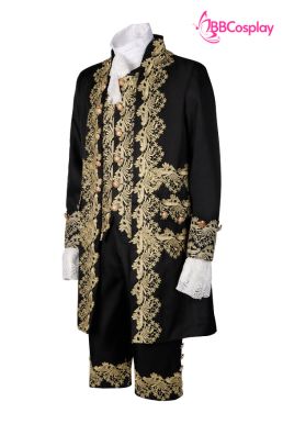 Trang Phục Rococo Aristocrat Thời Trung Cổ Marie - Đen Viền Vàng