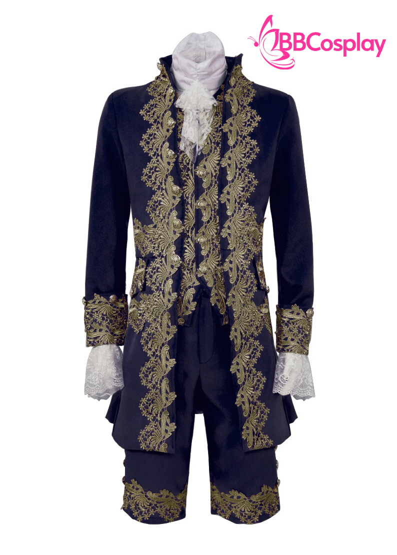 Trang Phục Rococo Aristocrat Thời Trung Cổ Marie - Đen Viền Vàng