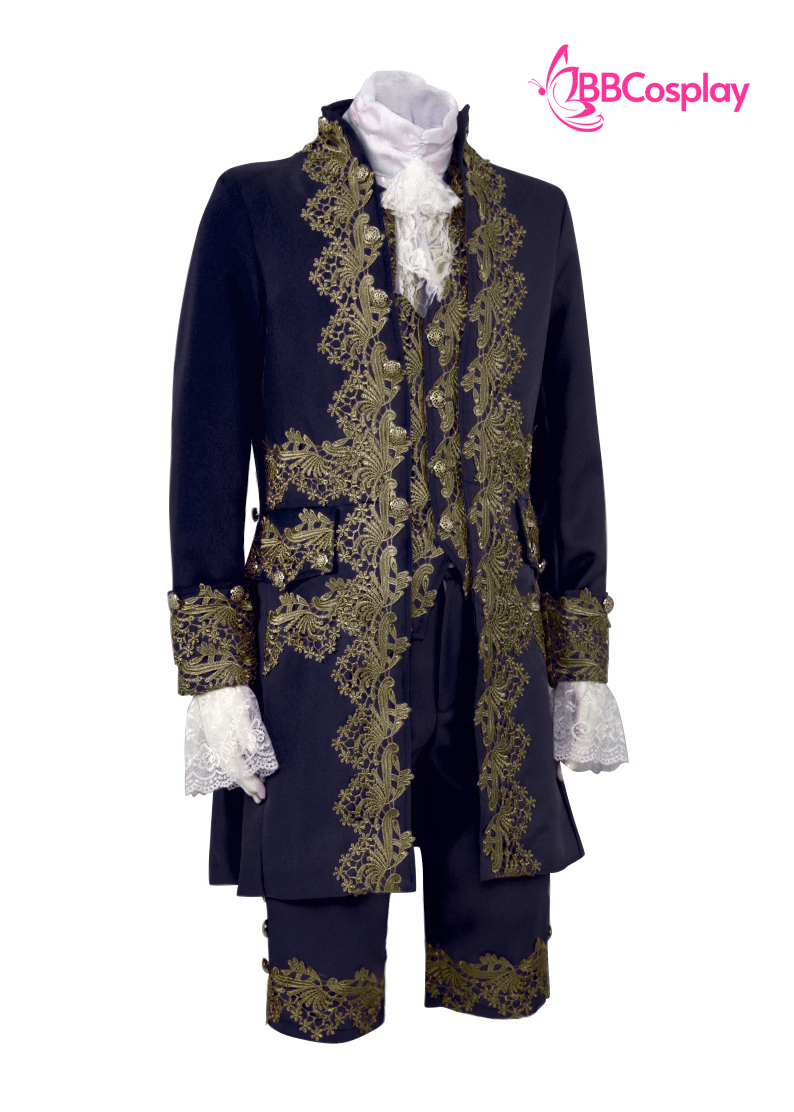 Trang Phục Rococo Aristocrat Thời Trung Cổ Marie - Đen Viền Vàng