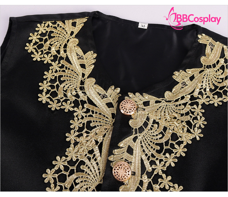 Trang Phục Rococo Aristocrat Thời Trung Cổ Marie - Đen Viền Vàng