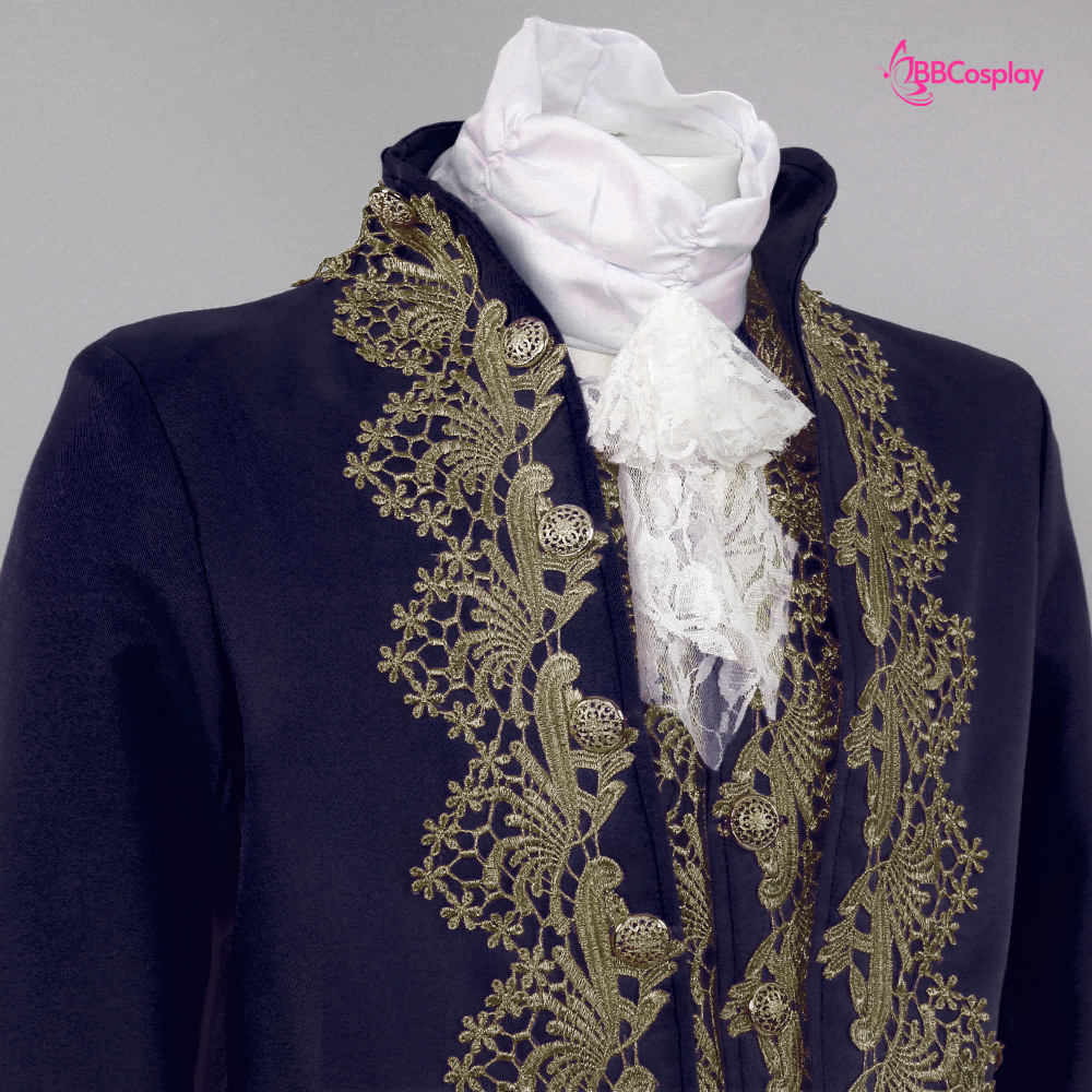 Trang Phục Rococo Aristocrat Thời Trung Cổ Marie - Đen Viền Vàng