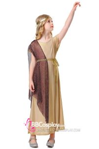 Trang Phục Nữ Thần Hy Lạp Bé Gái - Màu Vàng Choàng Nhũ Đen