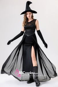 Đồ Phù Thuỷ Đen Xẻ Đùi Nón Mũi Cong