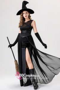 Đồ Phù Thuỷ Đen Xẻ Đùi Nón Mũi Cong