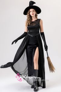 Đồ Phù Thuỷ Đen Xẻ Đùi Nón Mũi Cong