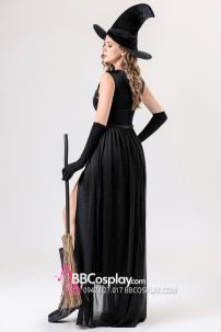 Đồ Phù Thuỷ Đen Xẻ Đùi Nón Mũi Cong