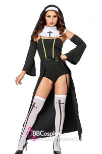 Đồ Nữ Tu Sexy Có Tà Dài Kèm Tay Áo Loe