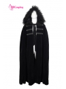 Áo Choàng Trung Cổ Vải Nhung Kèm Nón Trùm - Màu Đen Viền Lông