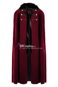 Áo Choàng Hoàng Tử Màu Đỏ Đô Viền Lông