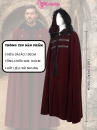 Áo Choàng Trung Cổ Vải Nhung Kèm Nón Trùm - Màu Đỏ Đô Viền Lông