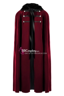 Áo Choàng Hoàng Tử Màu Đỏ Đô Viền Lông