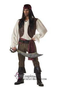 Đồ Hải Tặc Khoác Nâu Quần Sọc Vàng Nâu