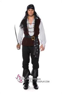 Đồ Cướp Biển Áo Trắng Ghi Lê Nâu