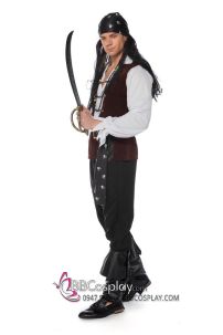 Đồ Cướp Biển Áo Trắng Ghi Lê Nâu