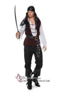 Trang Phục Cướp Biển Áo Trắng Ghi Lê Nâu