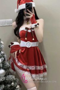 Đồ Giáng Sinh Cúp Ngực Thắt Lưng Trắng