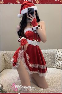 Đồ Giáng Sinh Cúp Ngực Thắt Lưng Trắng