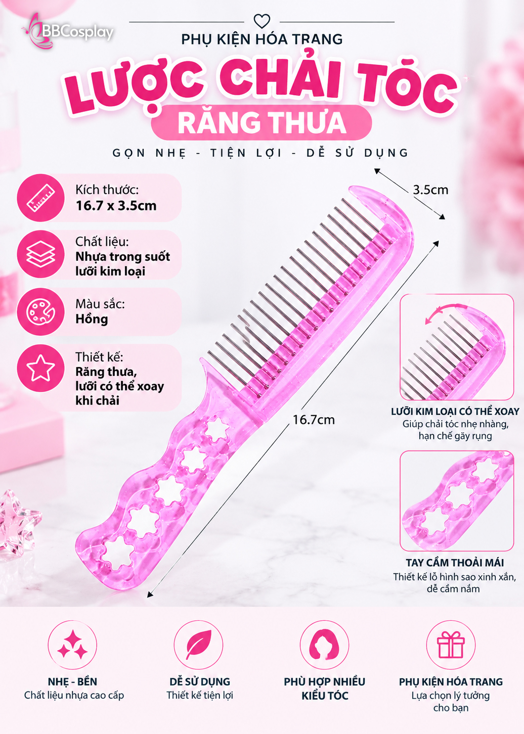 Lược Đinh Chải Tóc Giả