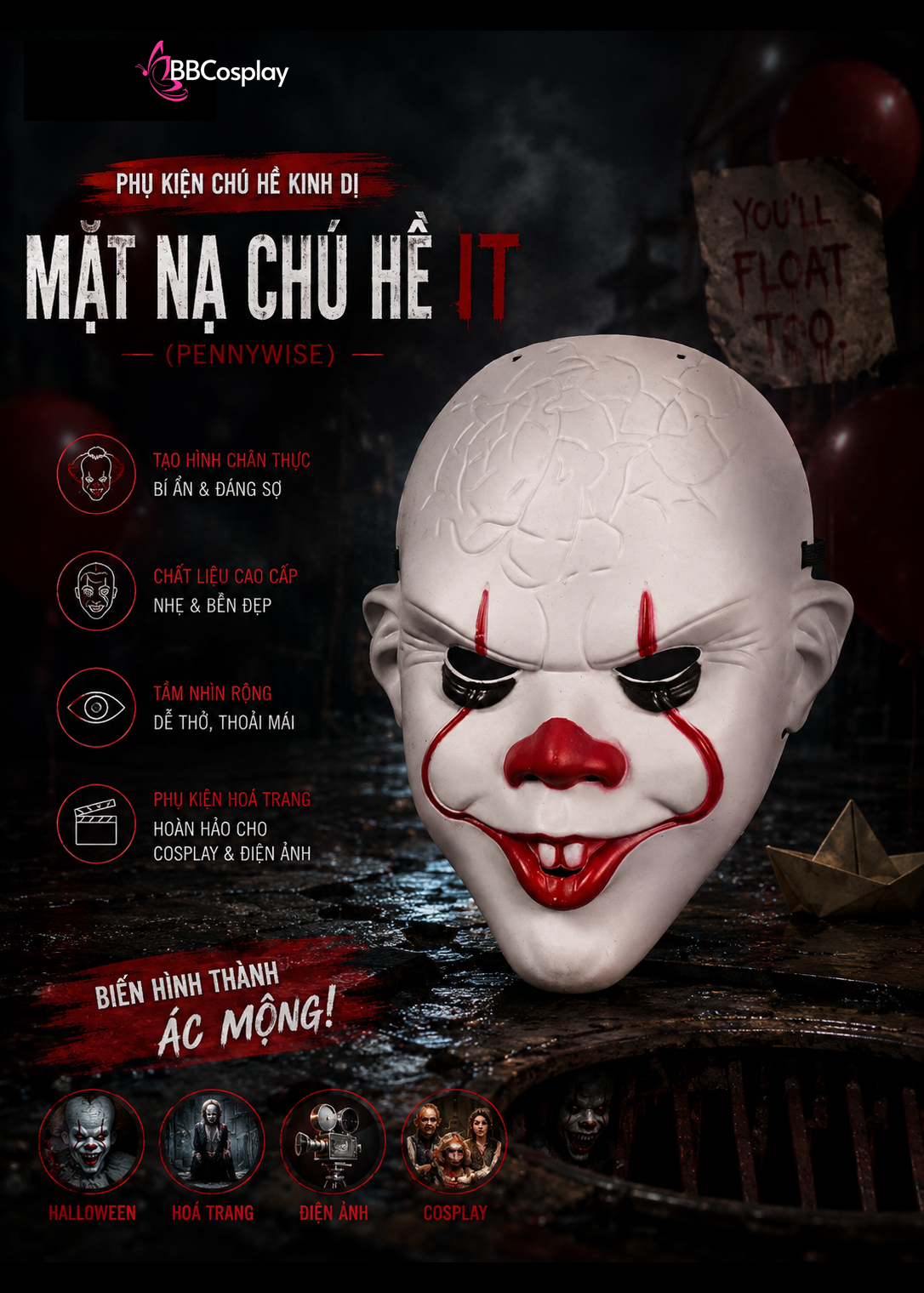 Mặt Nạ Nhựa Cứng - Chú Hề Penny Wise