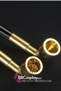 Phụ Kiện Chụp Hình Cưới - Tẩu Thuốc Cán Đen Dài 35Cm Tặng Kèm Túi Thơm Và Dây Đồng Tâm