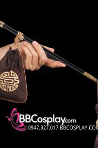 Phụ Kiện Chụp Hình Cưới - Tẩu Thuốc Cán Đen Dài 35Cm Tặng Kèm Túi Thơm Và Dây Đồng Tâm