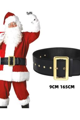 Thắt Lưng Đen Santa Claus - Thắt Lưng Ông Già Noel 9Cm X165Cm