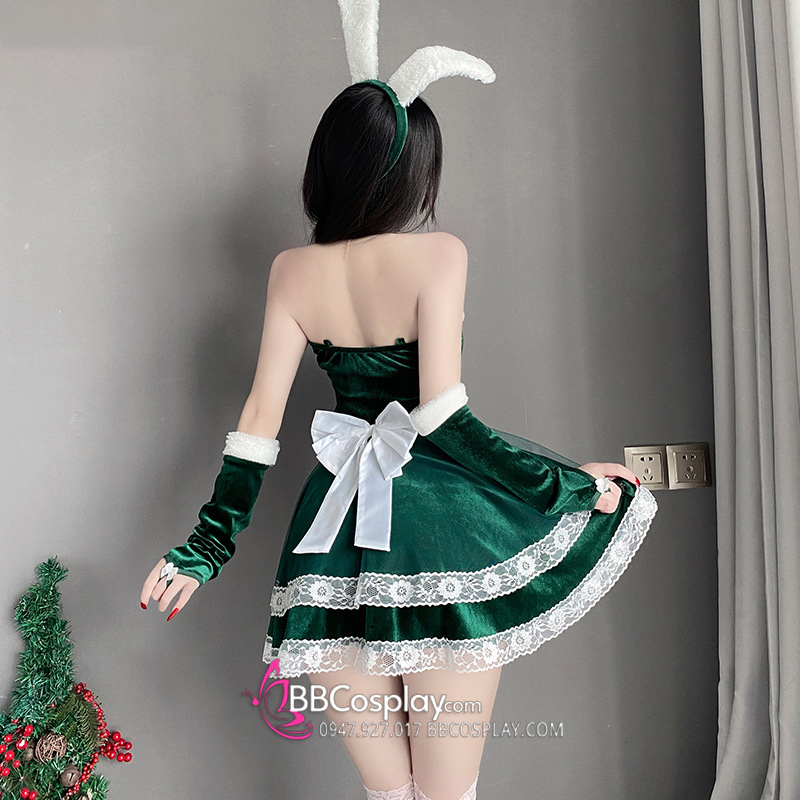 Trang Phục Bunny Noel Xanh Cúp Ngực