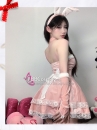 Trang Phục Bunny Noel Hồng Cúp Ngực Viền Lông
