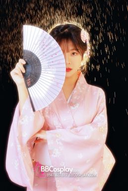 Yukata Hồng Hoạ Tiết Hoa Mơ Dịu Dàng