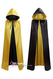 Áo Choàng 2 Lớp Vải Phi Bóng Có Nón - Vàng Đen