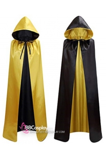 Áo Choàng 2 Lớp Vải Phi Bóng Có Nón - Vàng Đen