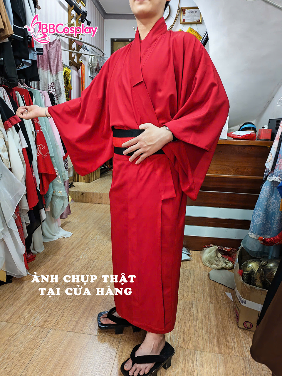 Trang Phục Nam Nhật Bản Nagagi Đỏ Trơn - HÀNG SHOP MAY