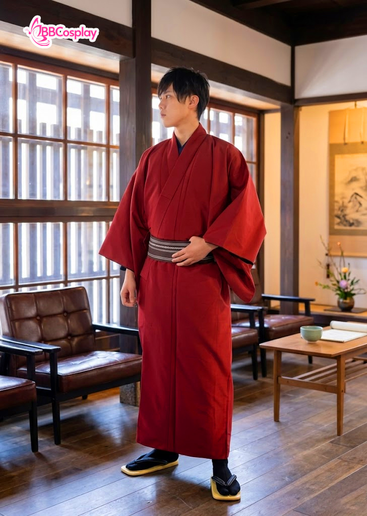 Trang Phục Nam Nhật Bản Nagagi Đỏ Trơn - HÀNG SHOP MAY