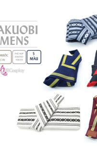 Đai Lưng Kimono Nam Màu Trắng Vân Sọc Đen - Kakuobi