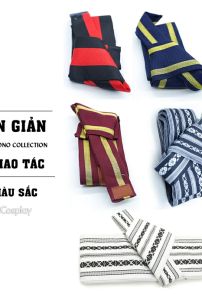 Đai Lưng Kimono Nam Đỏ Sọc Vàng- Kakuobi