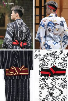 Đai Lưng Kimono Nam Đỏ Sọc Vàng- Kakuobi