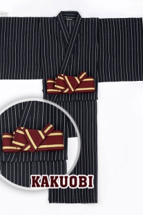 Đai Lưng Kimono Nam Đỏ Sọc Vàng- Kakuobi