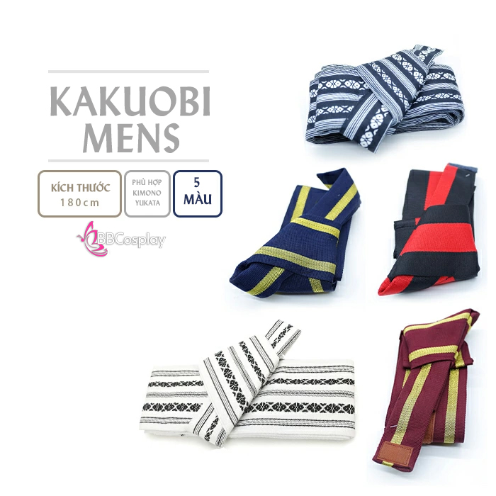 Đai Lưng Kimono Nam Đỏ Sọc Vàng- Kakuobi